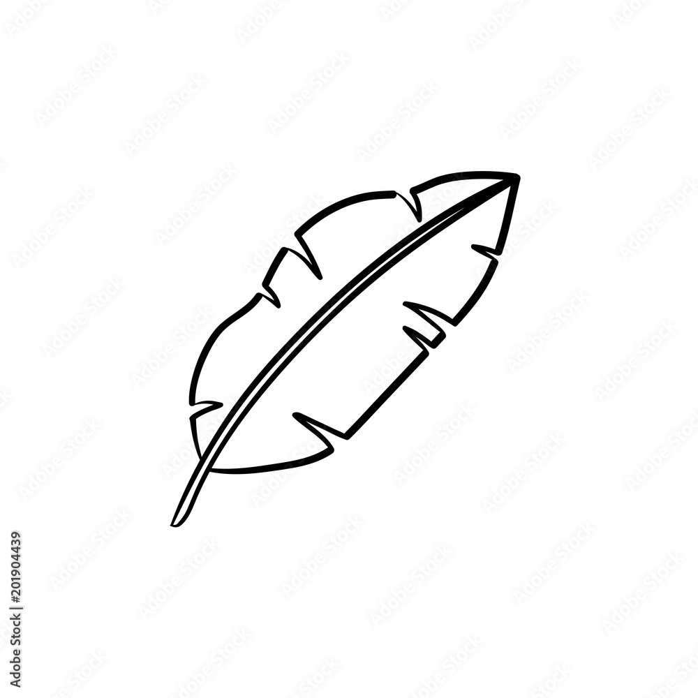 Banana leaf hand drawn vector outline doodle icon. Vector sketch illustration of banana leaf for print, web, mobile and infographics isolated on white background. Banana leaf hand drawn vector outline doodle icon. Vector sketch illustration of banana leaf for print, web, mobile and infographics isolated on white background.