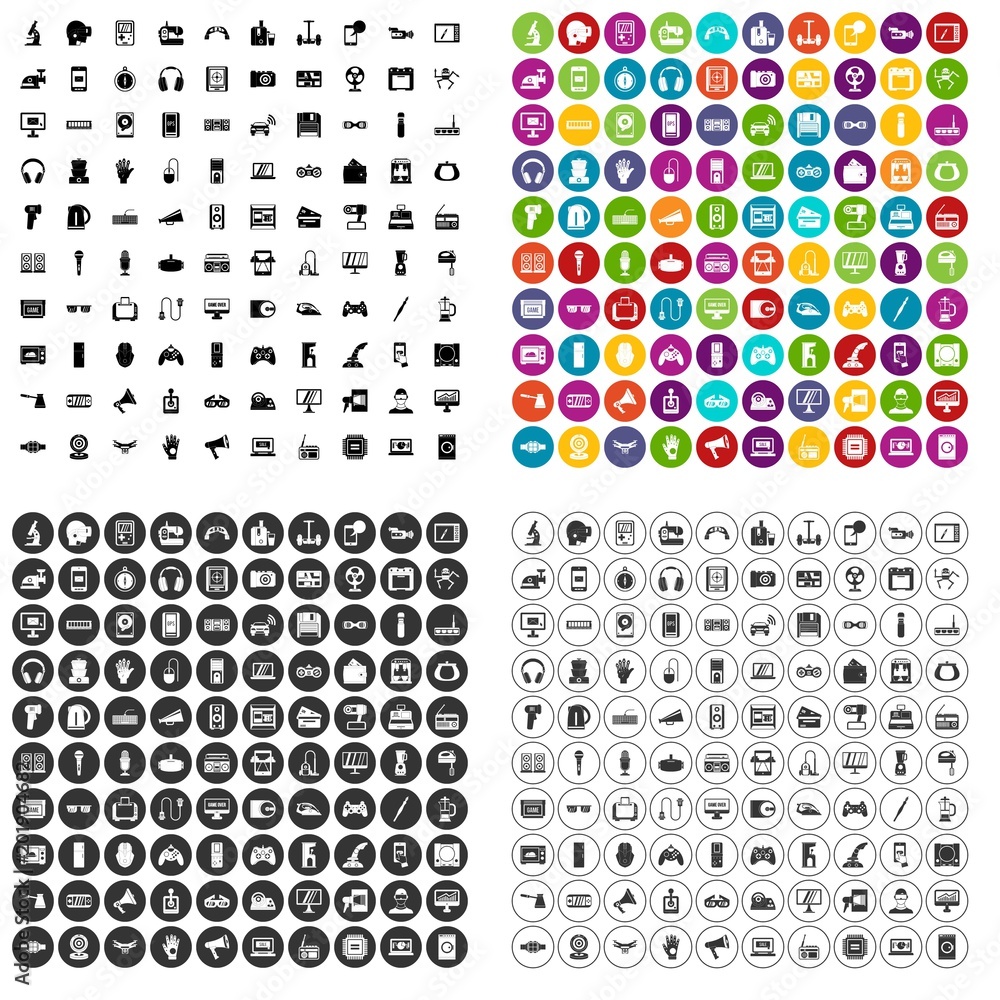 100 device icons set vector in 4 variant for any web design isolated on white 100 device icons set vector in 4 variant for any web design isolated on white