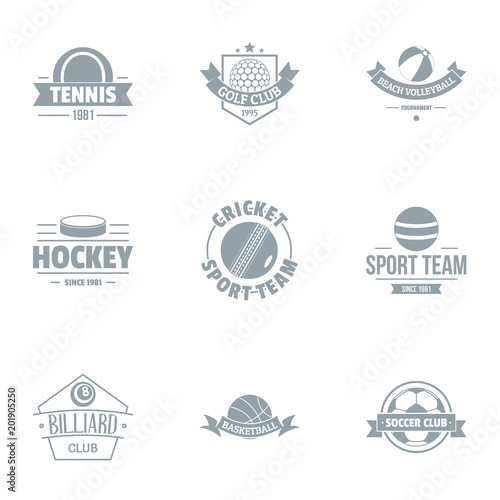 Hockey logo set. Simple set of 9 hockey vector logo for web isolated on white background