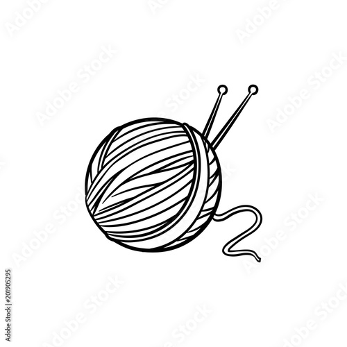 Thread with spokes hand drawn outline doodle icon. Sewing vector sketch illustration for print, web, mobile and infographics isolated on white background.