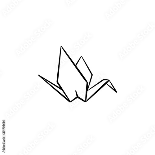 Origami crane hand drawn outline doodle icon