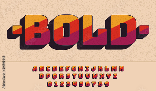 Plakat Retro Czcionki 90-tych, lata 80-te. projektowanie typograficzne, Simple Bold Style. Abc alfabetu wektor