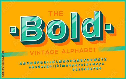 Retro Font 90's, 80's. typography design, Simple Bold Style. Vector abc alphabet