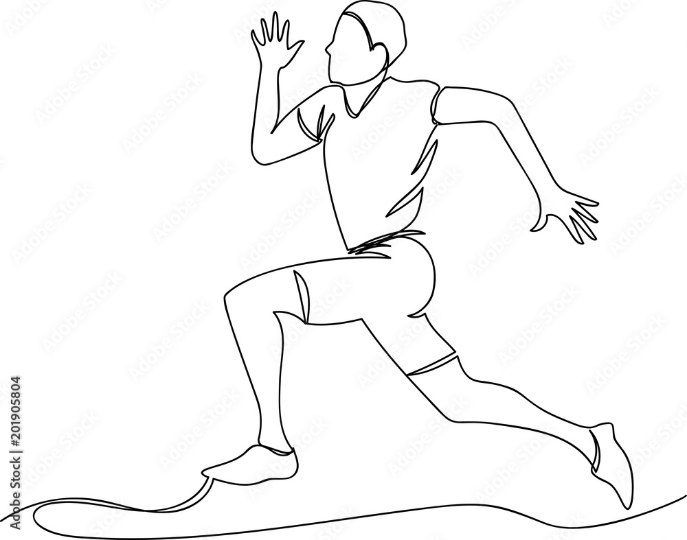 athlete runs. one line athlete runs. one line