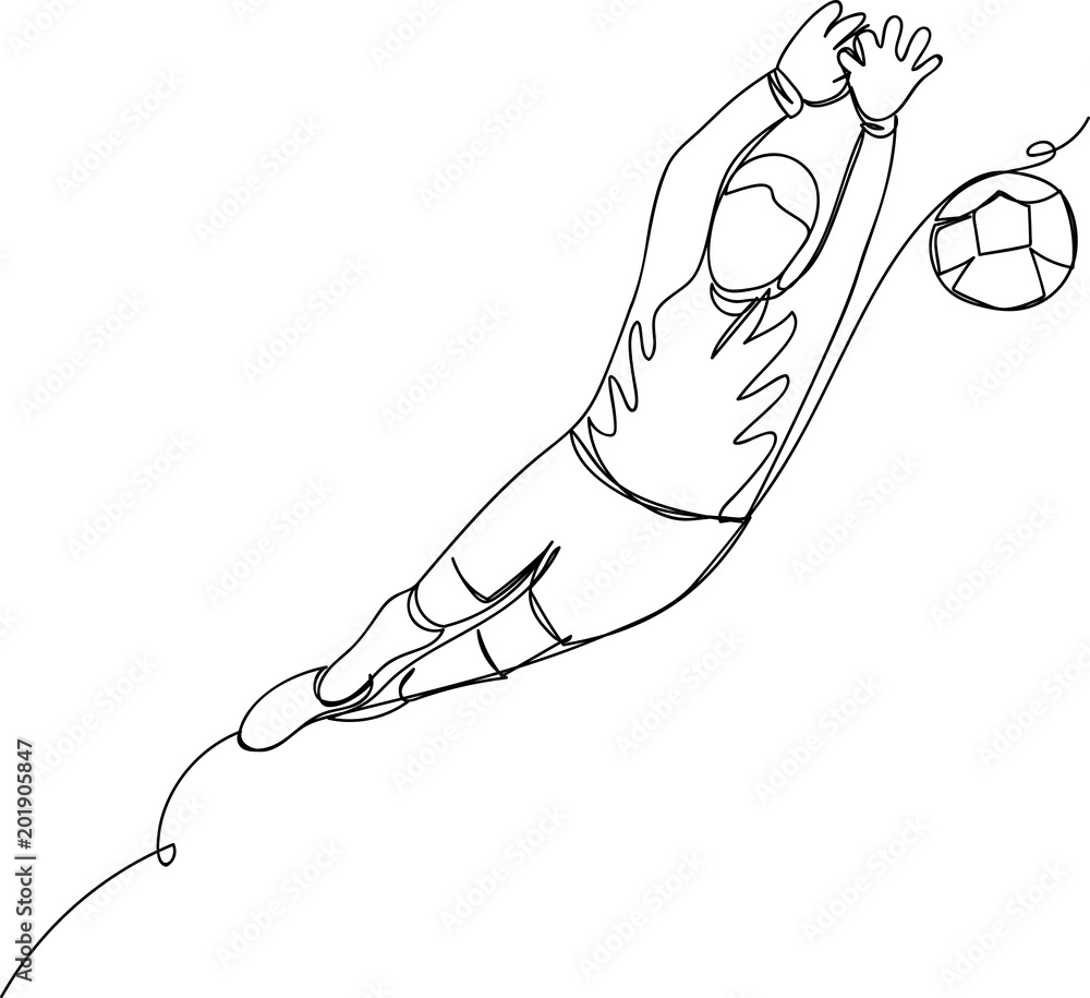 Obraz premium football player in jump. one line
