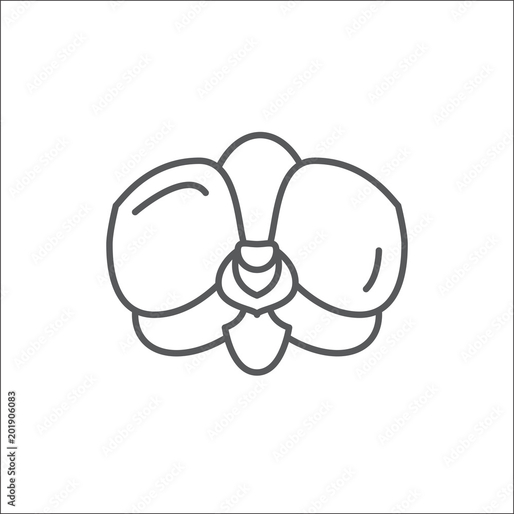 Orchid editable outline icon - pixel perfect symbol of flowering plant in thin line art style. Orchid editable outline icon - pixel perfect symbol of flowering plant in thin line art style.