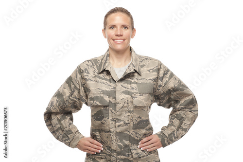 Obraz na plátně Female airman with hands on hips