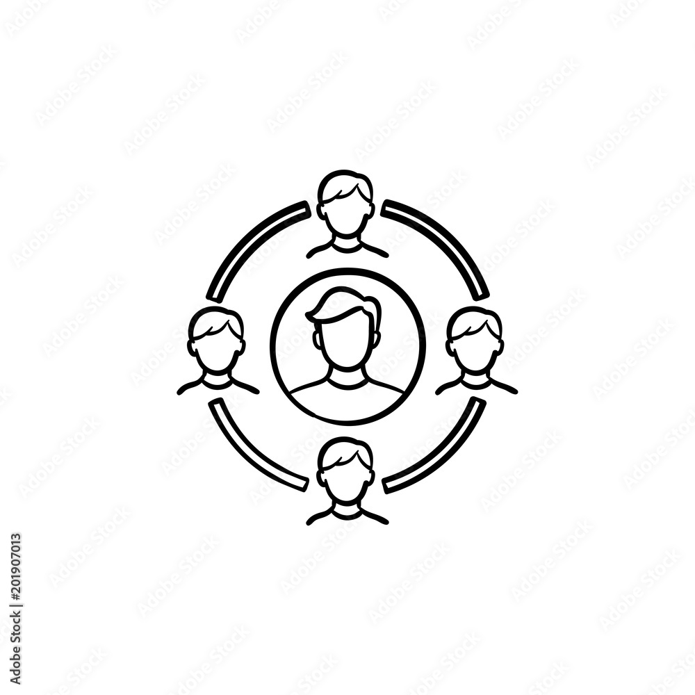 Obraz premium Family circle hand drawn outline doodle icon. Vector sketch illustration of family circle for print, web, mobile and infographics isolated on white background.