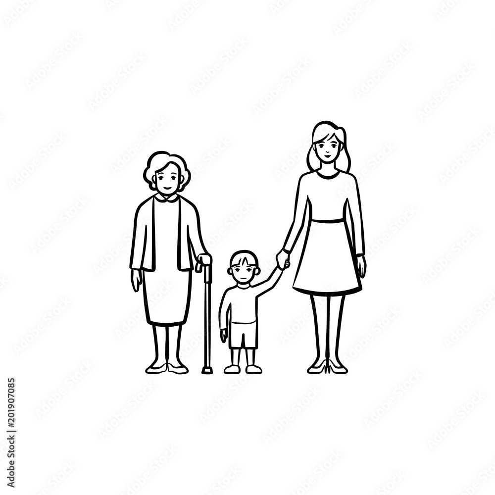 Family generation hand drawn outline doodle icon Family generation hand drawn outline doodle icon