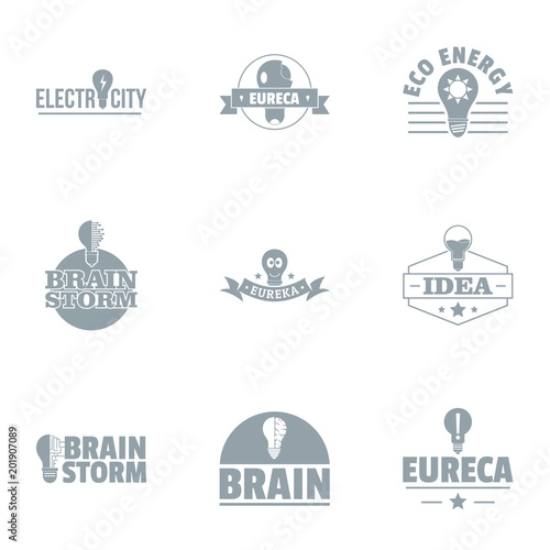 Brainstorming logo set. Simple set of 9 brainstorming vector logo for web isolated on white background