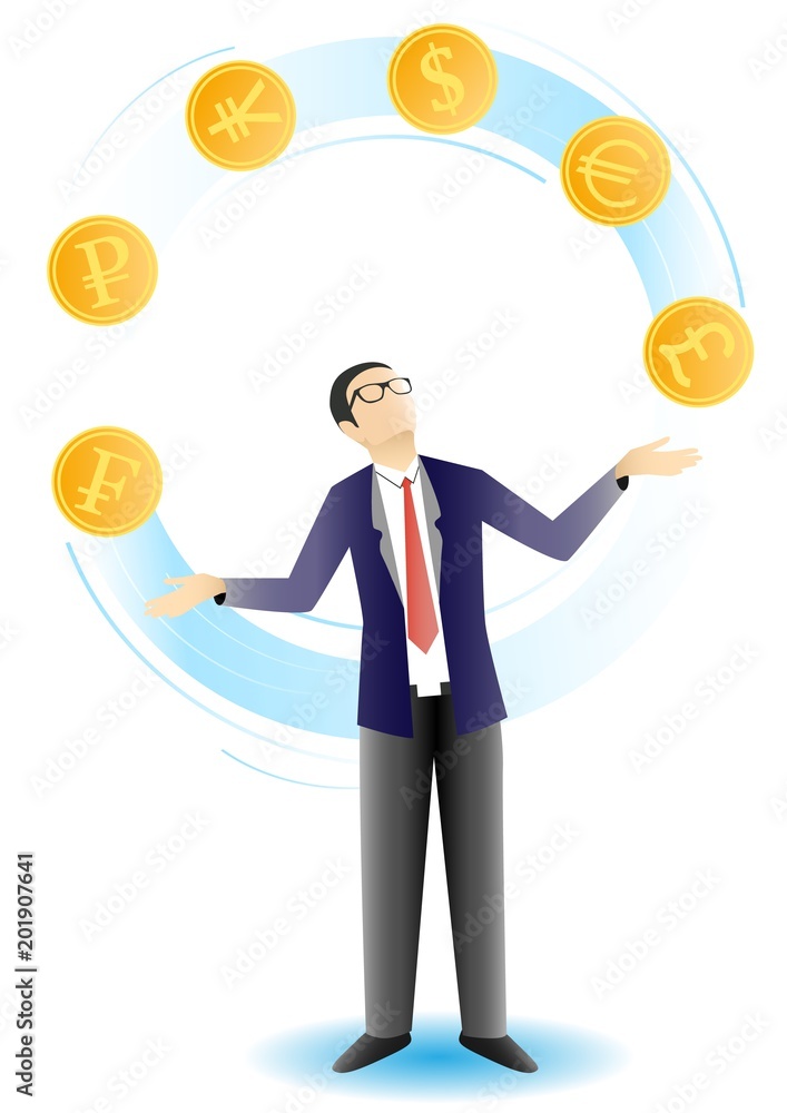 Businessman juggling coins vector illustration Businessman juggling coins vector illustration