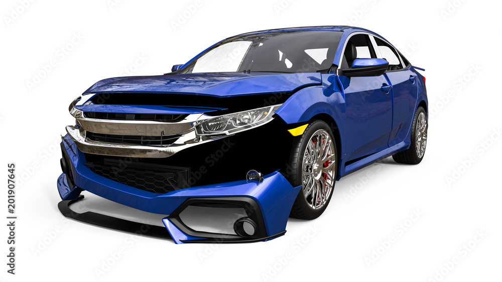 car crash / 3D render image representing an car with visible damage