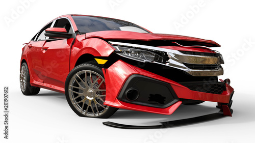 car crash   3D render image representing an car with visible damage