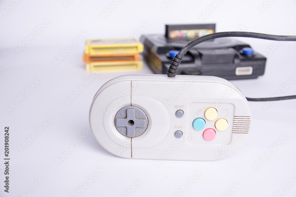 Very old console on a white background Very old console on a white background