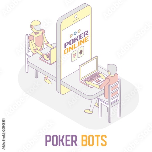 Poker bots concept vector isometric illustration