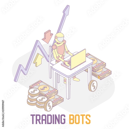 Trading bots concept vector isometric illustration