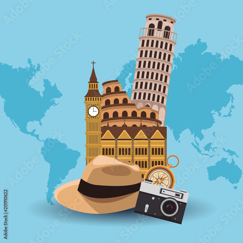 Travel to europe cartoons vector illustration graphic design