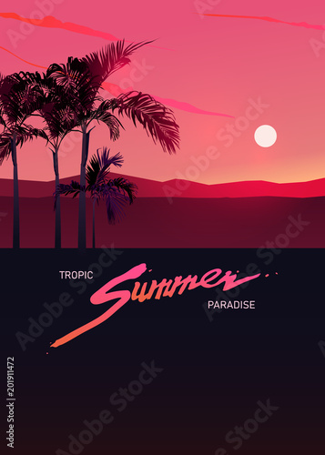 tropic summer paradise background template
