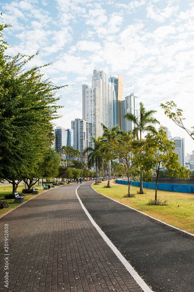 Public park and modern city skyline - Panama City Public park and modern city skyline - Panama City