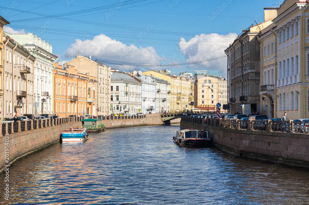 Obraz premium View of the embankment of Moyka river in Saint-Petersburg