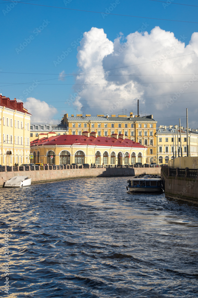 View of the embankment of Moyka river in Saint-Petersburg