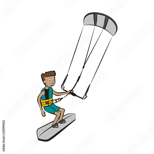 Kitesurf Water sport cartoon vector illustration graphic design