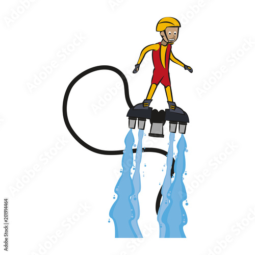 Flyboard Water sport cartoon vector illustration graphic design