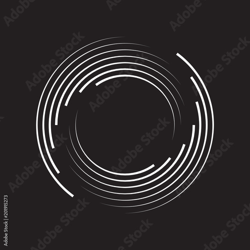 Concentric Circle Elements Backgrounds. Abstract circle pattern. Black and white graphics.