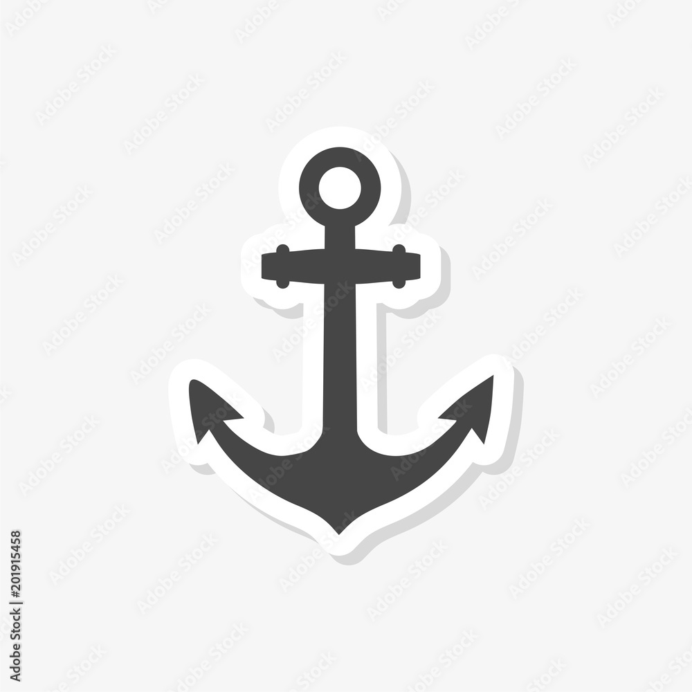 Ship anchor or boat anchor flat sticker, simple vector icon Ship anchor or boat anchor flat sticker, simple vector icon