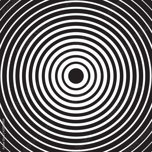 Black and white abstract concentric circles texture, background pattern.