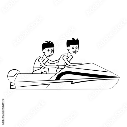 Racing sport boat Water sport cartoon vector illustration graphic design