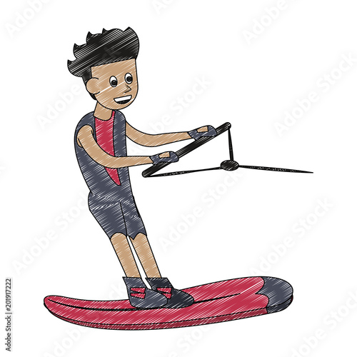 Wakeboarding Water sport cartoon vector illustration graphic design