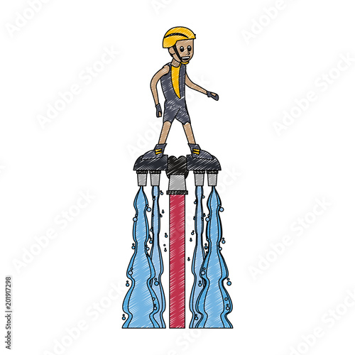 Flyboard Water sport cartoon vector illustration graphic design