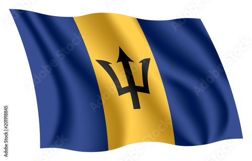 Free Download Barbados flag. Isolated national flag of Barbados. Waving flag of Barbados. Fluttering textile barbadian flag. The Broken Trident. - GFXLoad