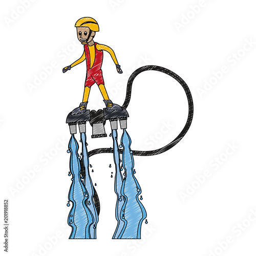 Flyboard Water sport cartoon vector illustration graphic design