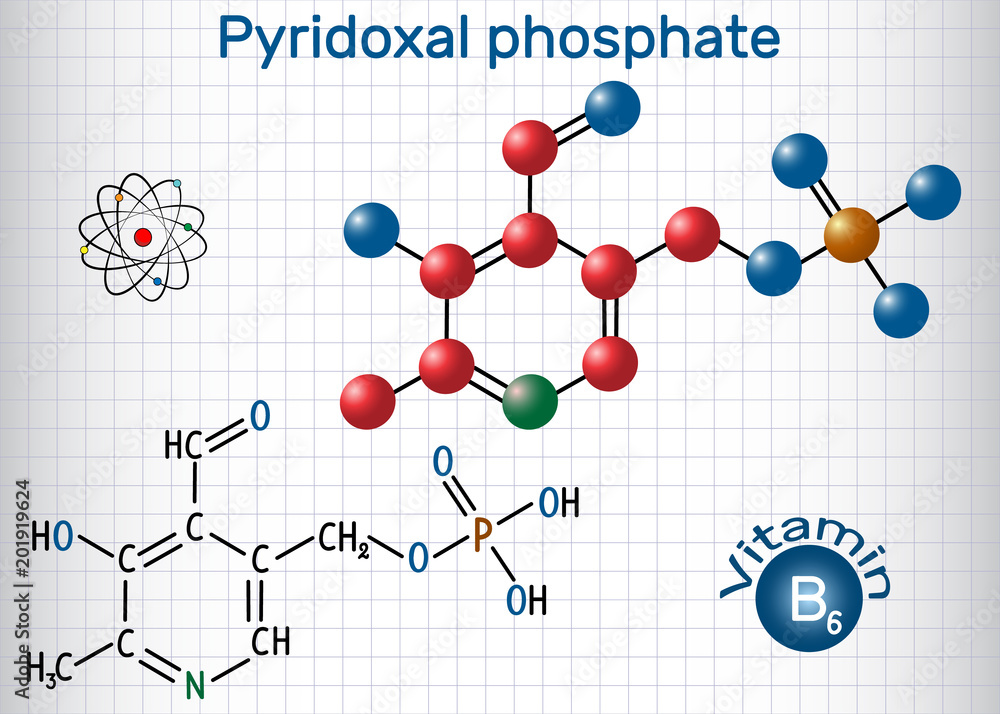 Pyridoxal phosphate (PLP, pyridoxal 5'phosphate, P5P), vitamin B6, is