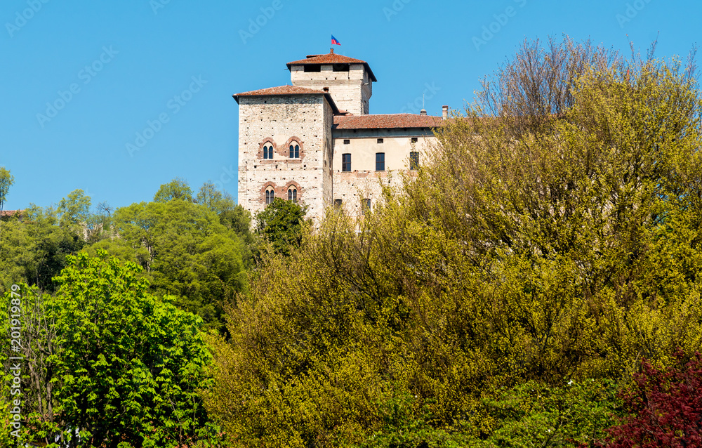 View of Fortress Borromeo of Angera, is castle of the lake Maggiore, Angera, Italy