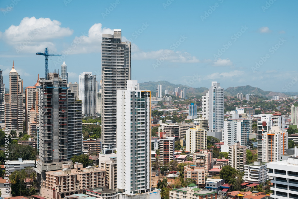 Obraz premium skyscraper buildings in modern city skyline , aerial 