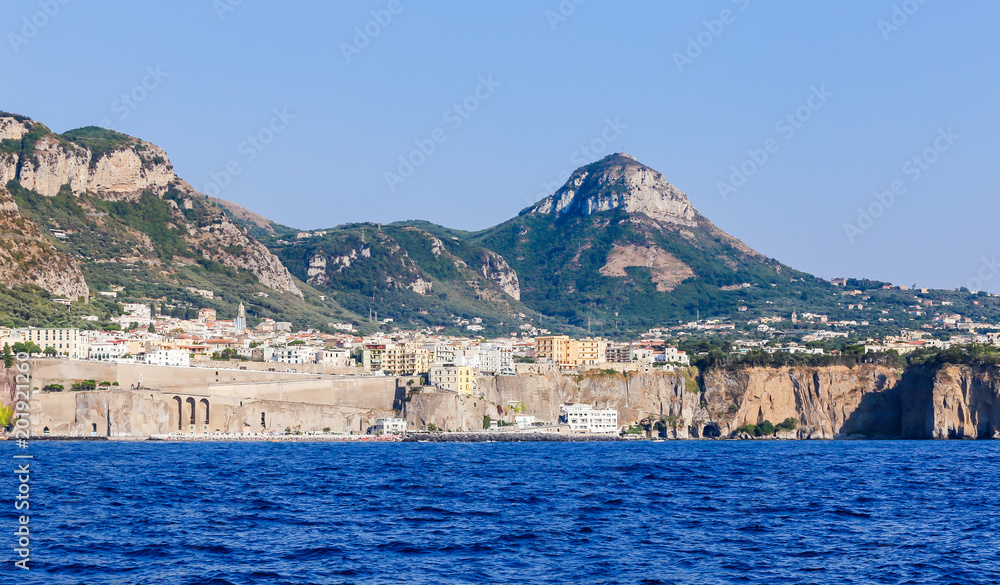 View of the coast Meta di Sorrento, comune in the Province of Naples,  Italy.