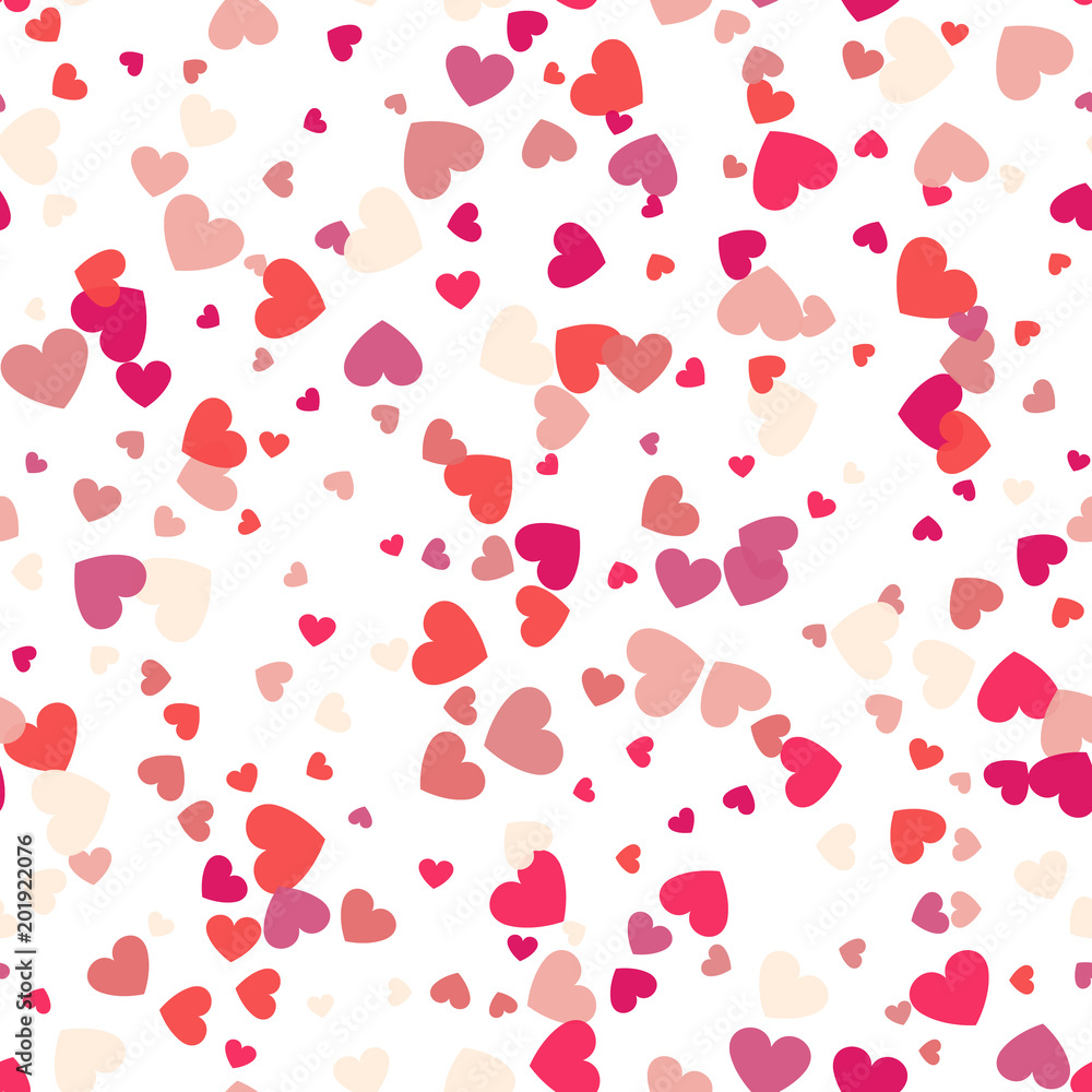 Seamless background with different colored confetti hearts for valentine time