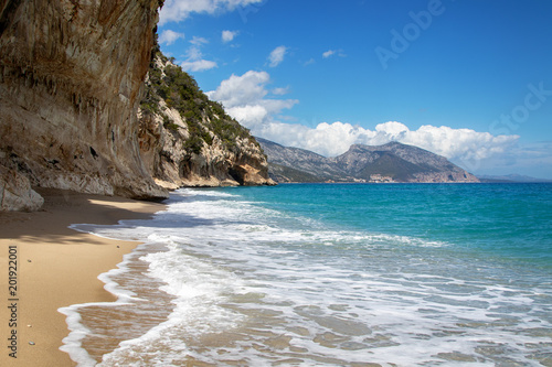 nice beach with turquoise blue water, mediteranean sea