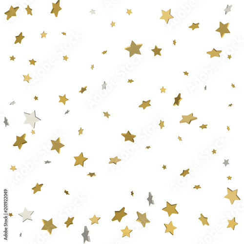 Gold stars. Confetti celebration, Falling golden abstract decoration for party, birthday celebrate, anniversary or event, festive. Festival decor. Vector illustration © writerfantast