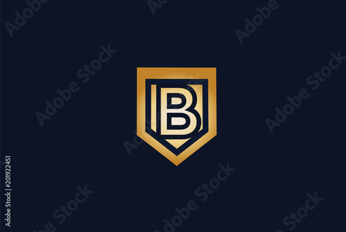 Modern Letter B Shield Logo Design Template.
