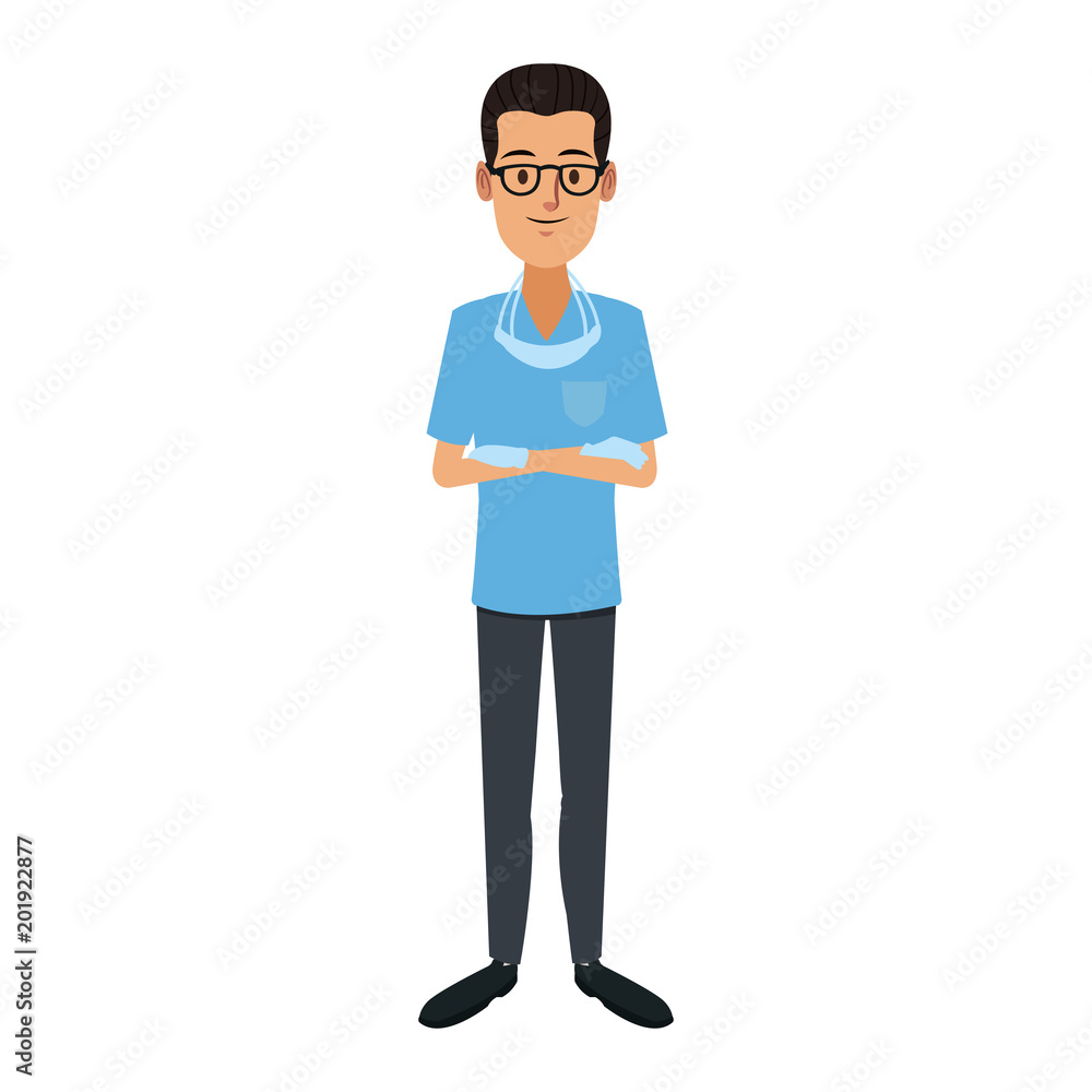 Fototapeta premium Dentist male cartoon vector illustration graphic design