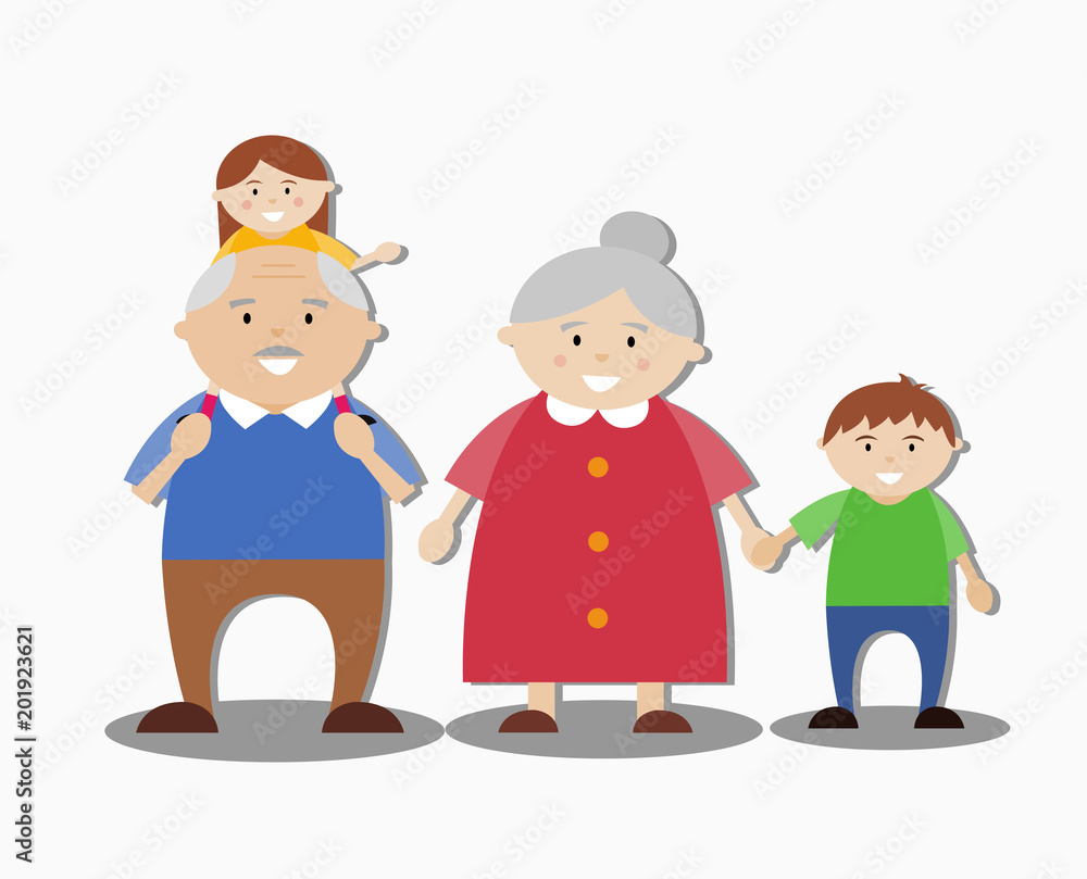 Grandparents and grandchildren, happy family Grandparents and grandchildren, happy family