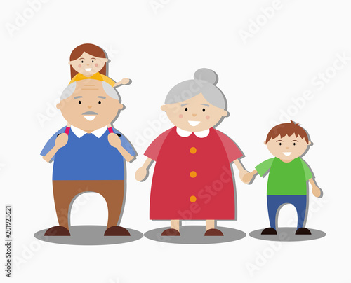 Grandparents and grandchildren, happy family 