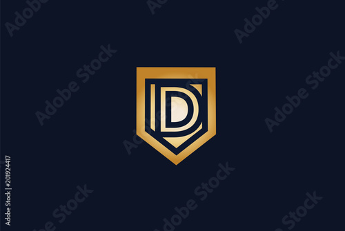 Modern Letter D Shield Logo Design Template.