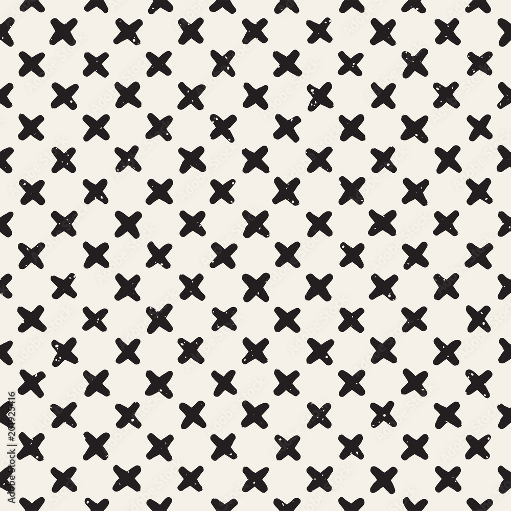 Fototapeta premium Hand drawn lines seamless grungy pattern. Abstract geometric repeating texture in black and white.