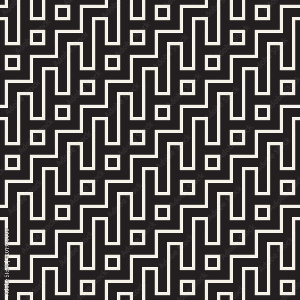 Stylish lines lattice. Ethnic monochrome texture. Abstract geometric background design. Vector seamless pattern. Stylish lines lattice. Ethnic monochrome texture. Abstract geometric background design. Vector seamless pattern.