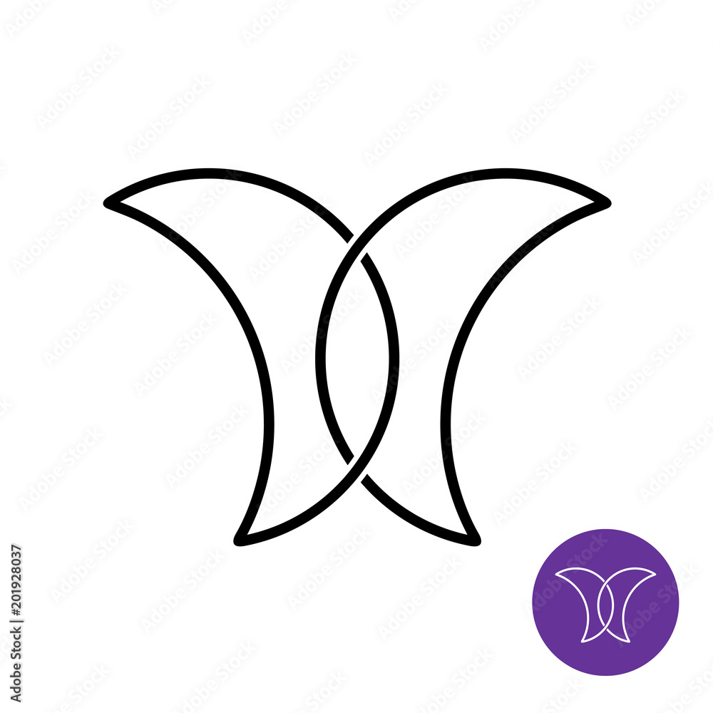 4178828 Simple linear butterfly logo with two crescents. 4178828 Simple linear butterfly logo with two crescents.
